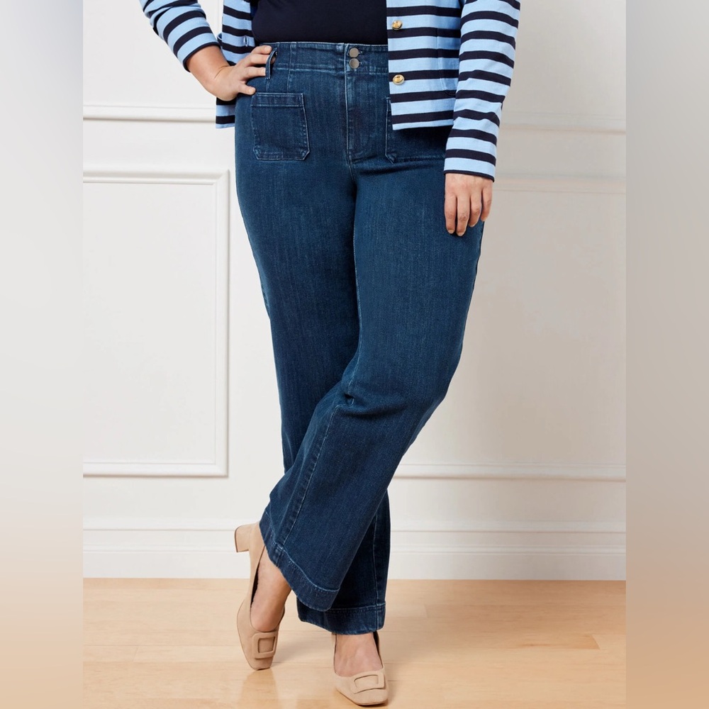 NWT Talbots Plus Relaxed Jean Trouser Wide Leg Full Length Stretch Size 18W